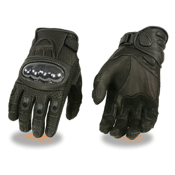 Xelement XG7501 Mens Black Leather Gloves with Rubberized Knuckles 